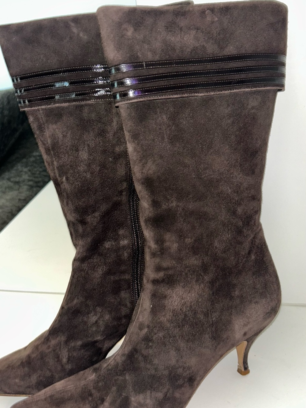 Marc Jacobs Brown Suede Kitten Heel Boots Made in Italy Size 8